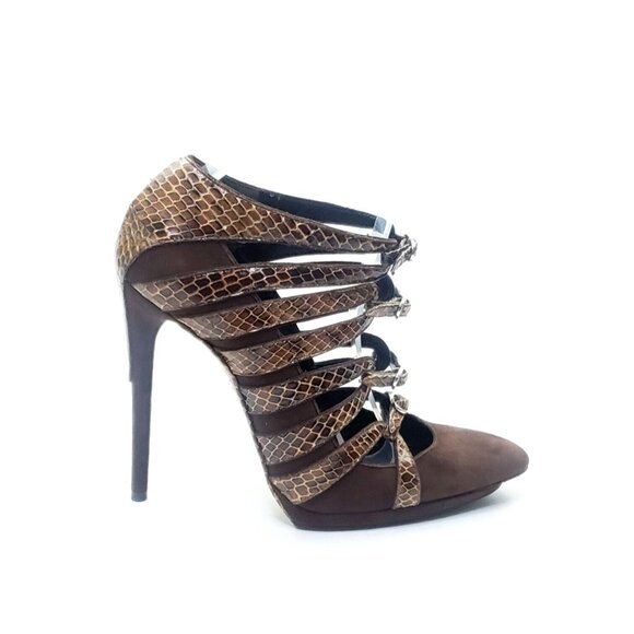 Balenciaga Strappy Pointed Toe Heels Brown Leather Womens US 9 - Picture 9 of 11